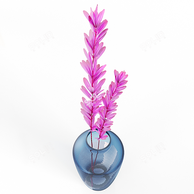 Blue Tinted Glass Vase - H29 3D model image 3