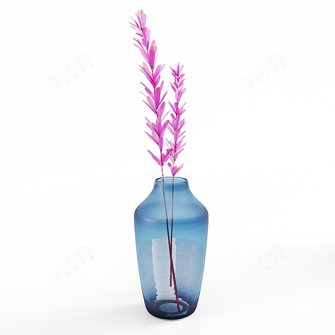 Blue Tinted Glass Vase - H29 3D model image 4