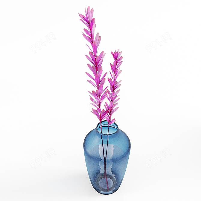 Blue Tinted Glass Vase - H29 3D model image 5