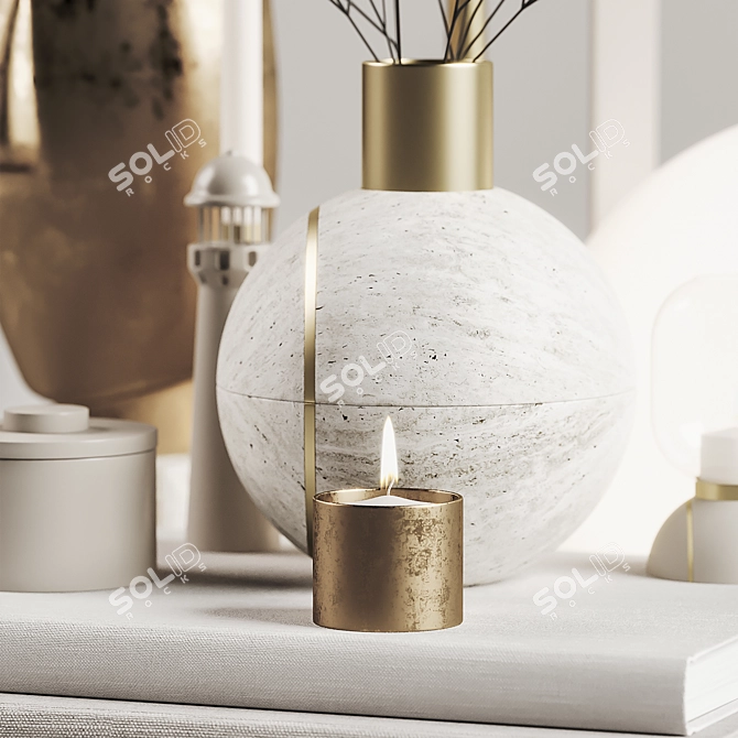 Modern Decor Set: Vase, Lamp, Plants, Books, Decor 3D model image 3