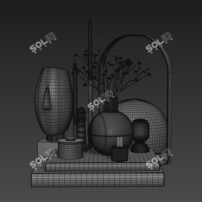 Modern Decor Set: Vase, Lamp, Plants, Books, Decor 3D model image 5