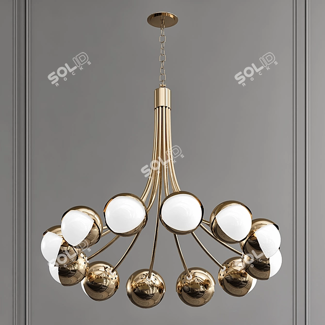 Opal 2013 Chandelier: Elegant Satin Brass Finish 3D model image 1