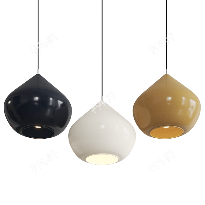 Handcrafted Mustard Pendant Light 3D model image 4