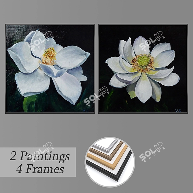 Modern Art Wall Paintings Set 3D model image 1