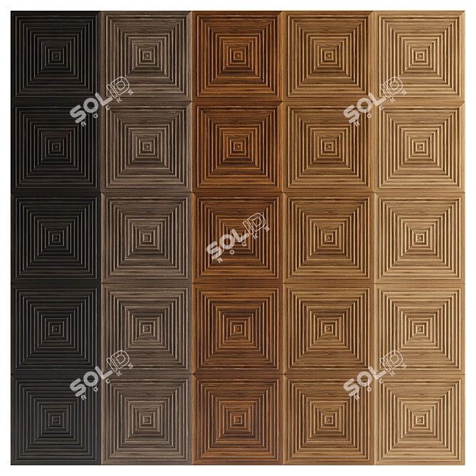  16-Piece Wooden Wall Panel Set - 5 Wood Types 3D model image 1