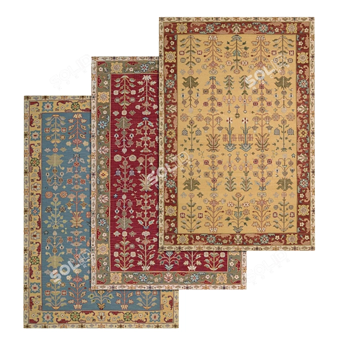 Luxury Carpet Set: High-Quality Textures 3D model image 1