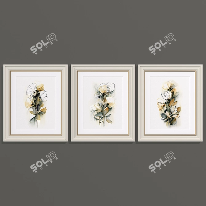 Contemporary Flowers Art Collection 3D model image 3