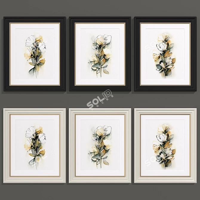 Contemporary Flowers Art Collection 3D model image 5