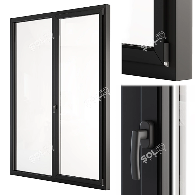 Sleek Black Glass Door 3D model image 1