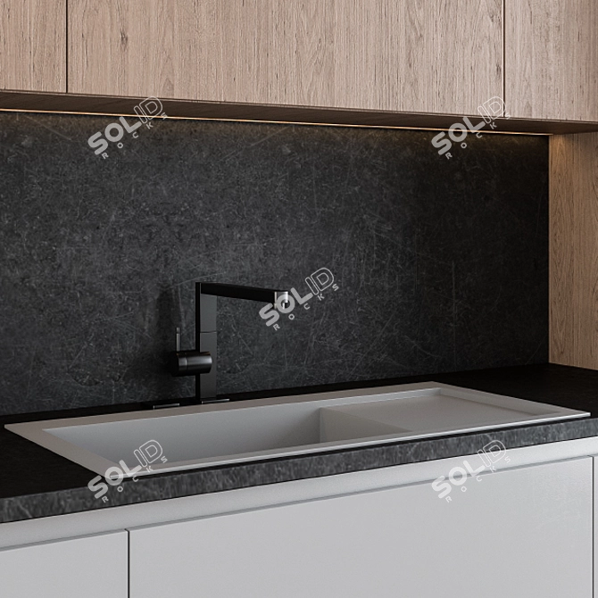 Modern Gray Wood Kitchen 24 3D model image 3