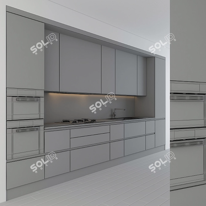 Modern Gray Wood Kitchen 24 3D model image 4