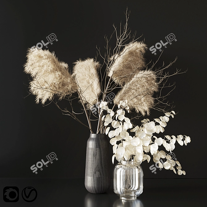 Elegant Dry Bouquet Set 3D model image 1