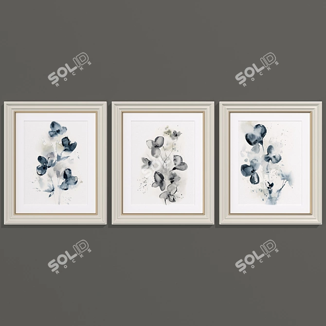 Modern Abstract Floral Art Set 3D model image 3