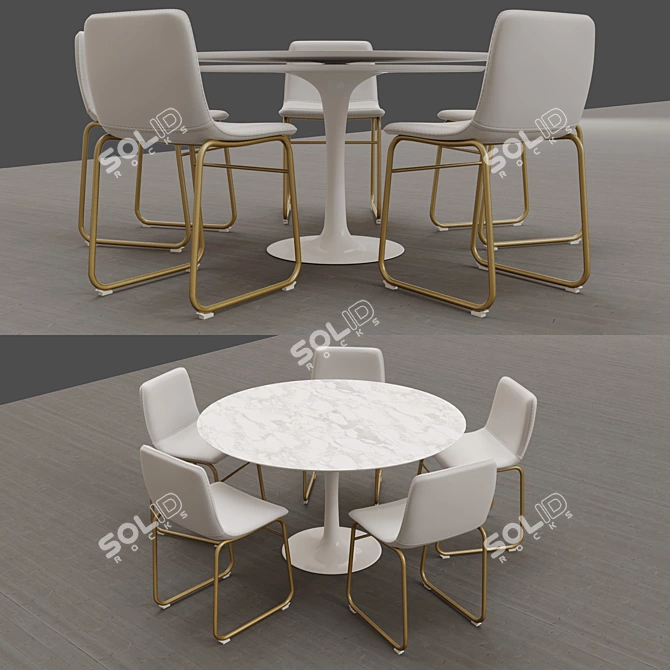 Stylish Dining Set: Table & Chairs 3D model image 2