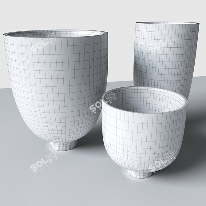 Sato Wooden Vases - Handcrafted Elegance 3D model image 4