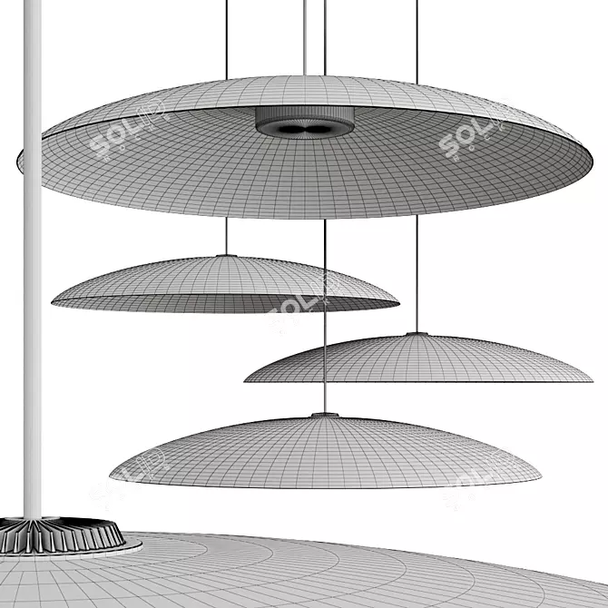 Sleek Metal Chandelier: HeadLed Metallic 3D model image 1