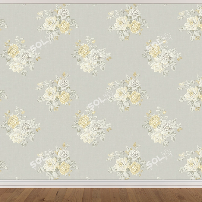 Seamless Wallpaper Set 945 - 3 Color Options 3D model image 4