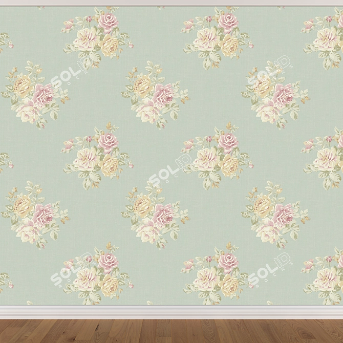 Seamless Wallpaper Set: 3 Colors 3D model image 2