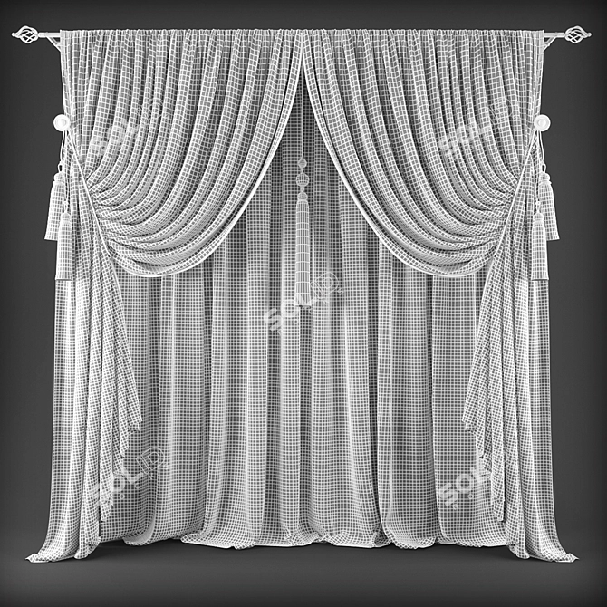 Polyester Curtains 455 3D model image 2