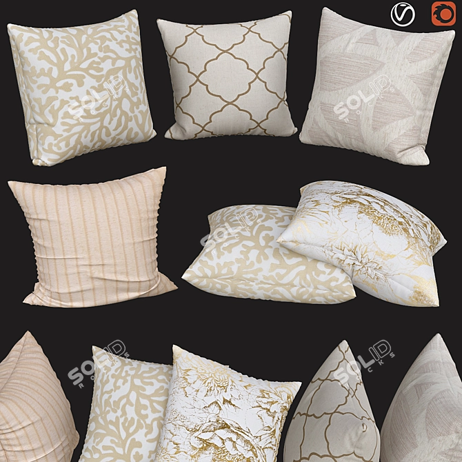 Sofa Bliss: Chic Decorative Pillows 3D model image 1