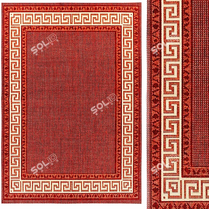 Modern Red Shaggy Rug 3D model image 1