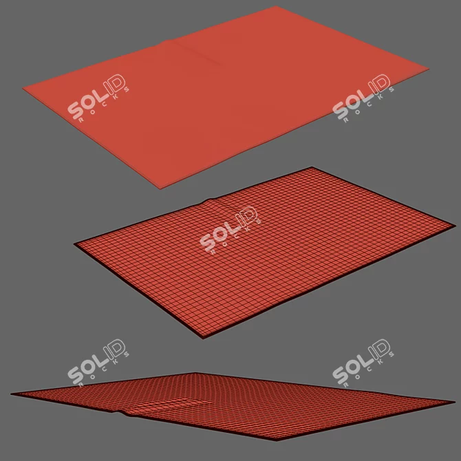 Modern Red Shaggy Rug 3D model image 3