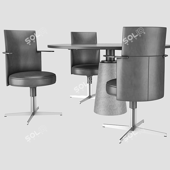 Elegant Dining Set: Table & Chairs 3D model image 6