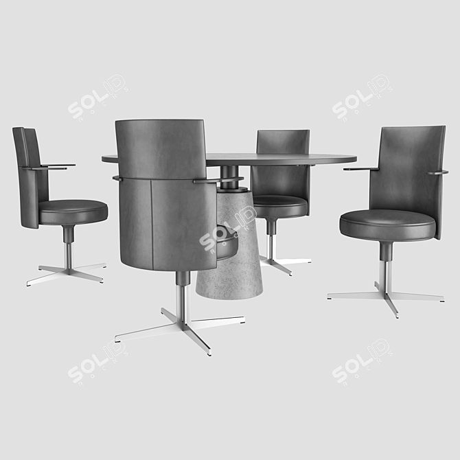 Elegant Dining Set: Table & Chairs 3D model image 7