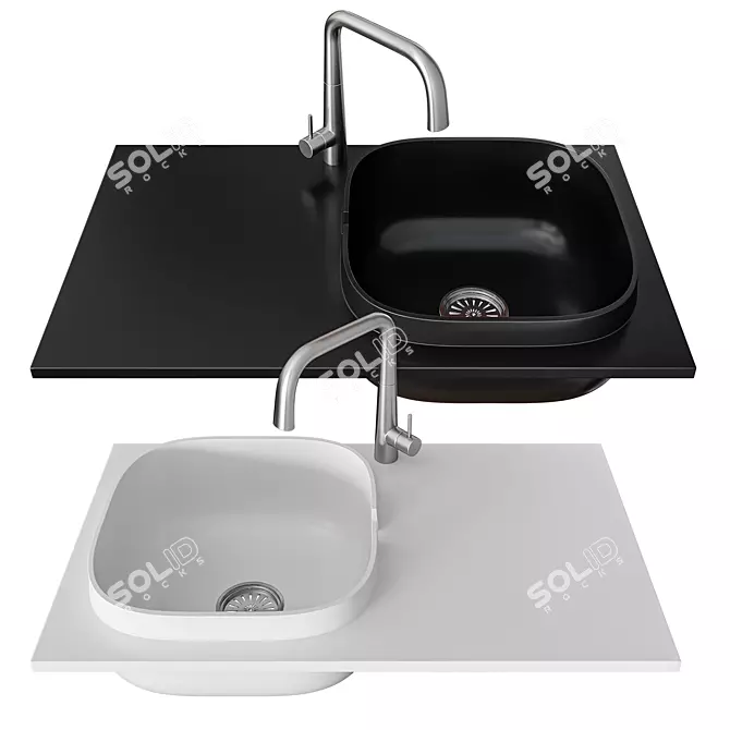 Scarabeo UP Ceramic Kitchen Sink 3D model image 3