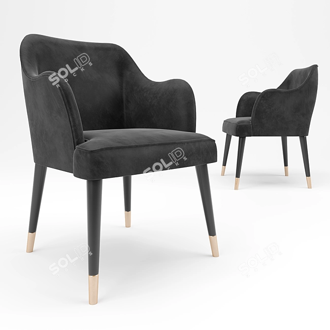 Comfort Armrest Dining Chair 3D model image 1