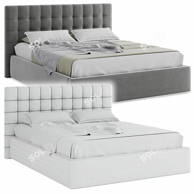 Sleek Gray Bed: Modern Style 3D model image 3