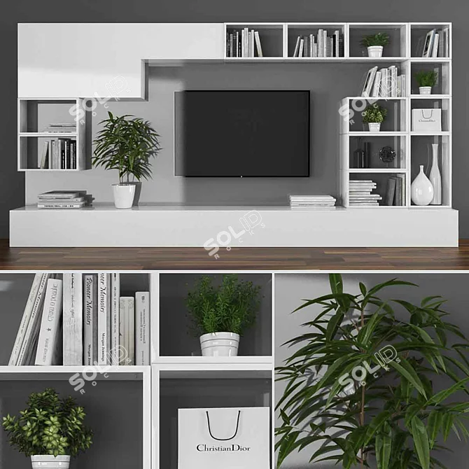 Sleek TV Stand Set 3D model image 1