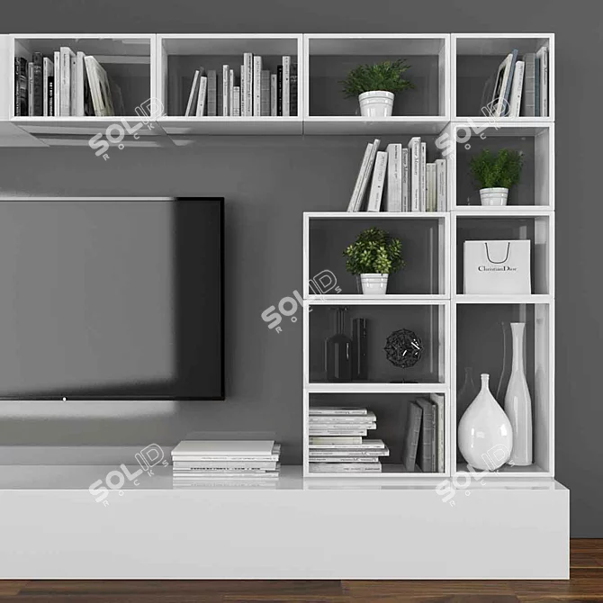 Sleek TV Stand Set 3D model image 2