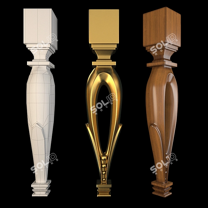 Luxury Gold and Gypsum Decor 3D model image 1