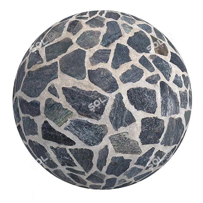 7K Tileable Cobblestone Wall Floor 3D model image 2