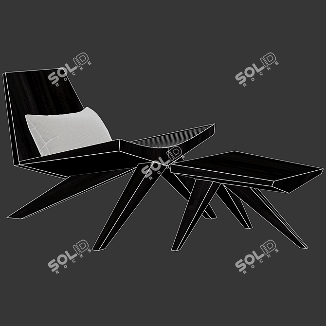 Elegant Wood Easy Chair 3D model image 5