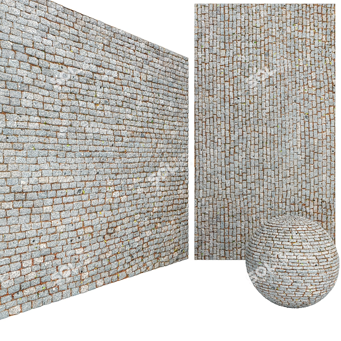  6K Textured Street Paving Stones 3D model image 1