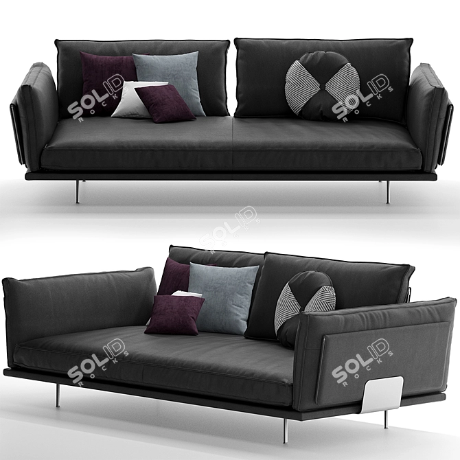 Elegant Divine Upholstered Sofa 3D model image 1