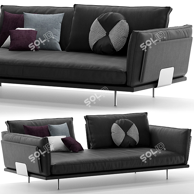 Elegant Divine Upholstered Sofa 3D model image 2