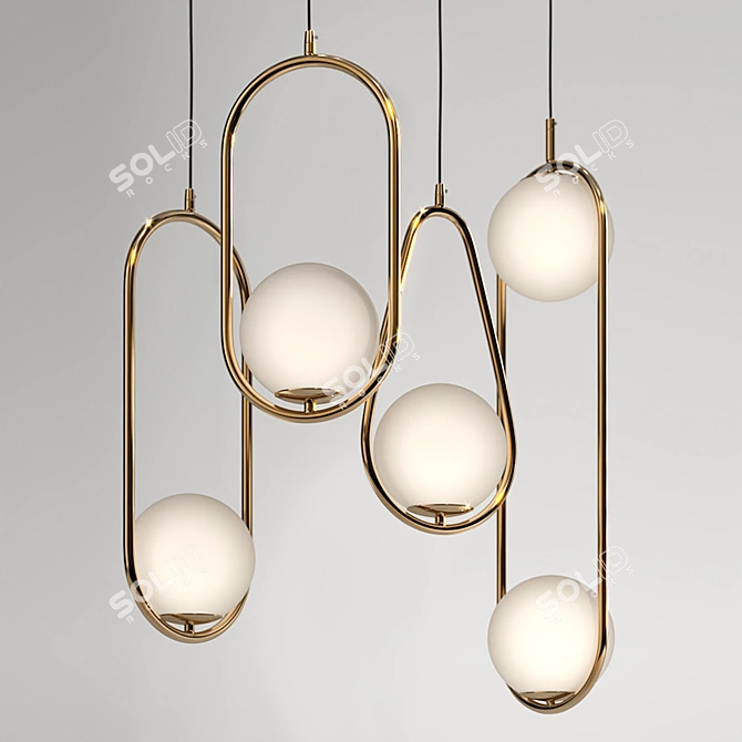 Lampatron Hoop Drop: Versatile Designer Chandelier 3D model image 2