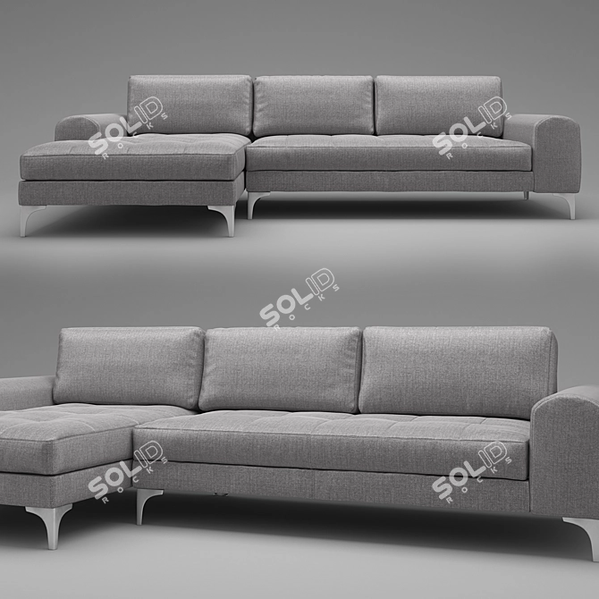 Vittorio Pearl Gray 3-Seater Sofa 3D model image 1
