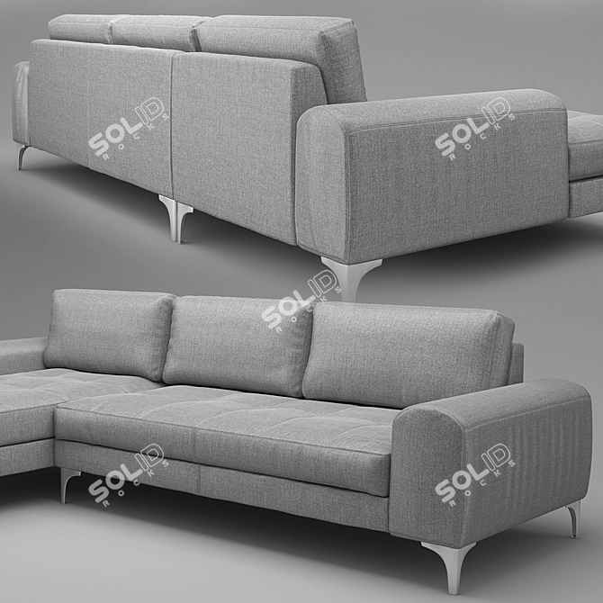 Vittorio Pearl Gray 3-Seater Sofa 3D model image 2