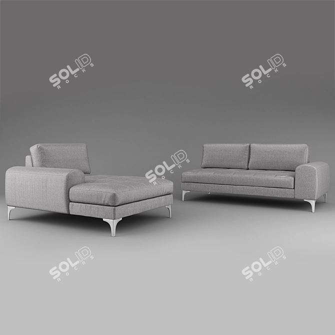 Vittorio Pearl Gray 3-Seater Sofa 3D model image 4