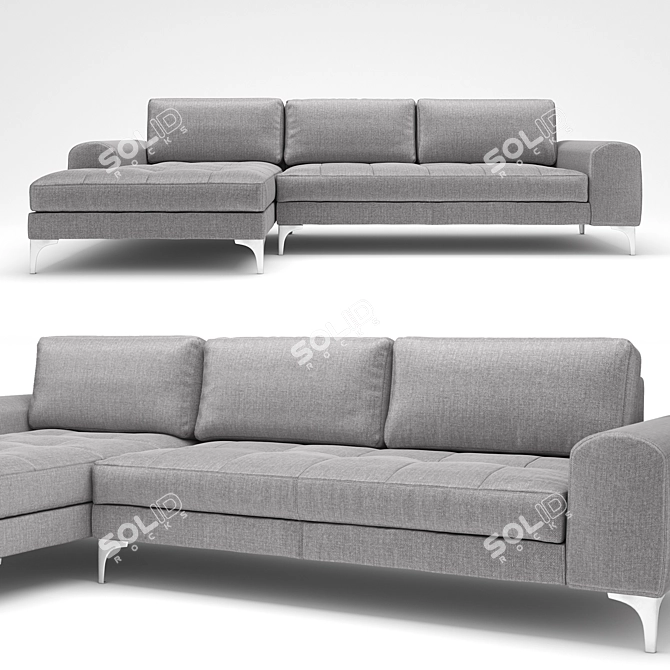 Vittorio Pearl Gray 3-Seater Sofa 3D model image 5