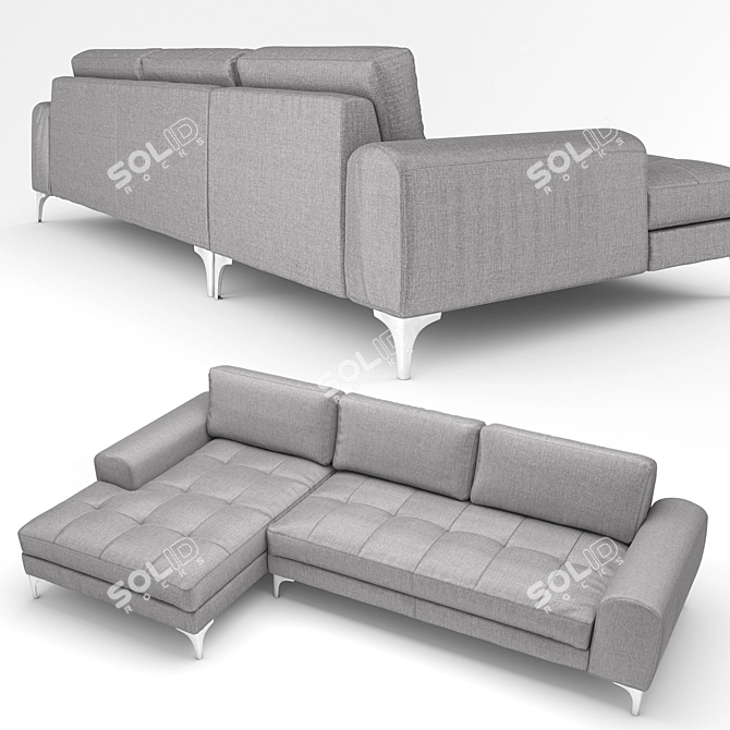 Vittorio Pearl Gray 3-Seater Sofa 3D model image 6