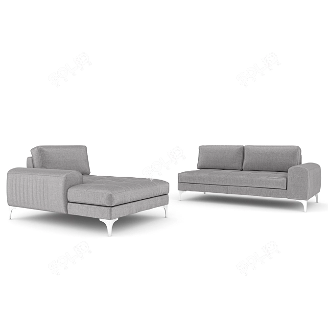 Vittorio Pearl Gray 3-Seater Sofa 3D model image 8