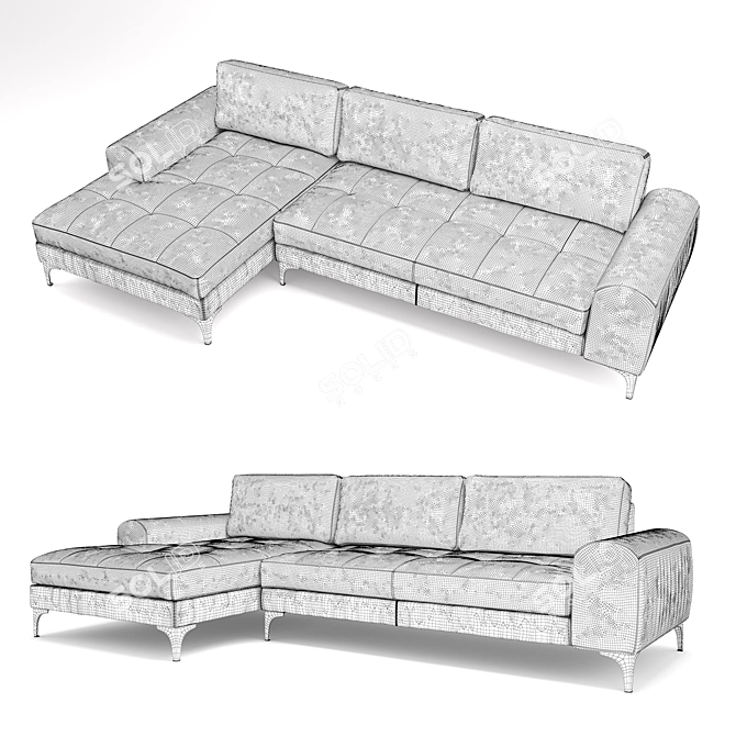 Vittorio Pearl Gray 3-Seater Sofa 3D model image 9