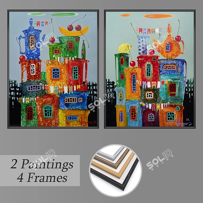 Versatile Set of Wall Paintings 3D model image 1