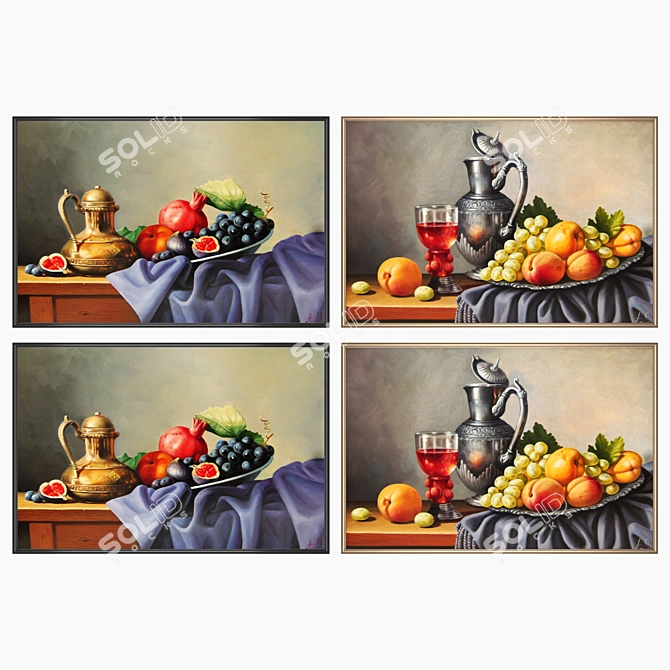 Modern Art Wall Paintings Set 3D model image 2