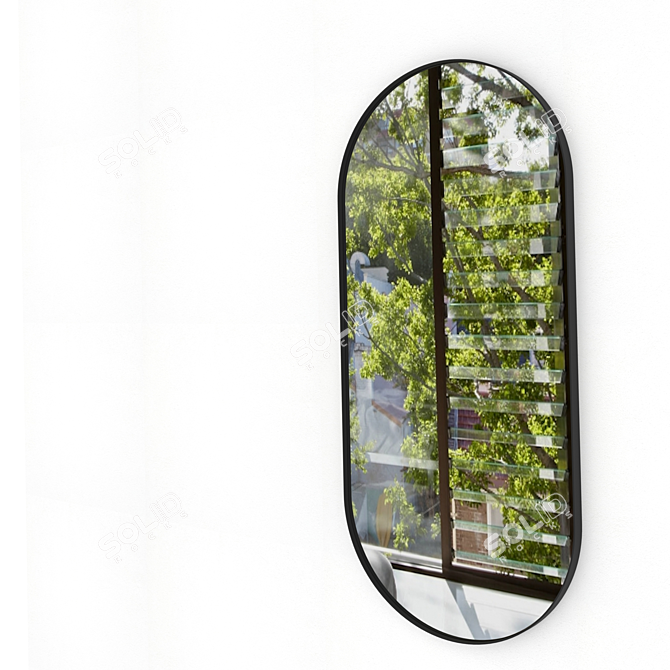 Modern Oval Mirror in Metal Frame - "Capsule 3D model image 2